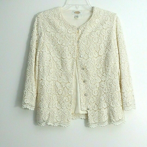 FINAL TALBOTS IVORY LACE FORMAL JACKET - Picture 2 of 4
